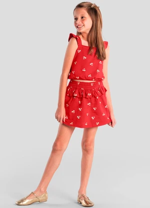 Brandili - Conjunto Infantil Menina de Cerejas Vermelho - BRANDILI