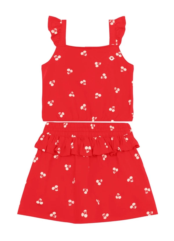 Brandili - Conjunto Infantil Menina de Cerejas Vermelho 2