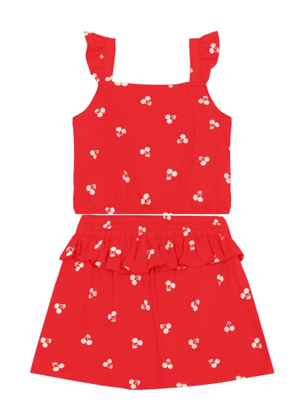 Brandili - Conjunto Infantil Menina de Cerejas Vermelho 3