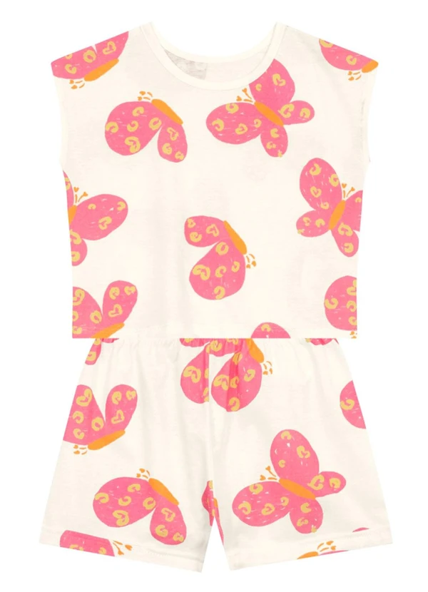 Brandili - Conjunto Infantil Menina de Coqueiros Bege