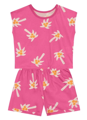 Brandili - Conjunto Infantil Menina de Coqueiros Rosa - BRANDILI