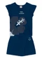 Brandili - Conjunto Infantil Menina de Flor em Puff Azul - variação: Azul