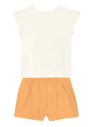Brandili - Conjunto Infantil Menina de Flor em Puff Bege - BRANDILI