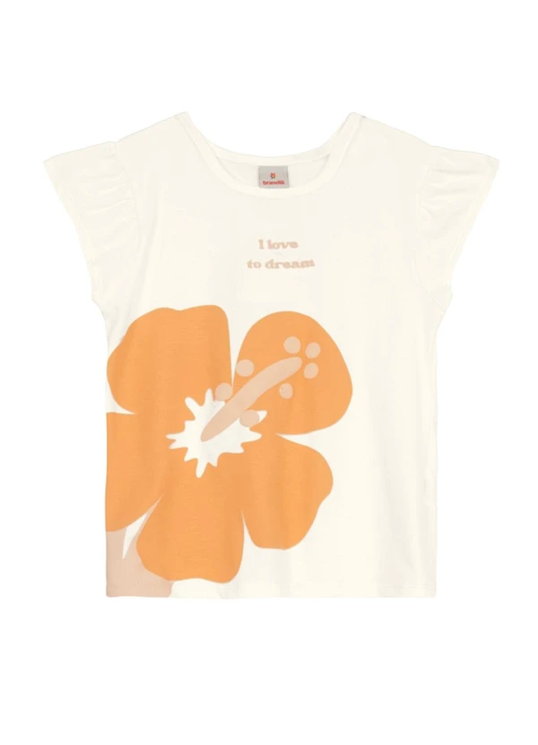 Brandili - Conjunto Infantil Menina de Flor em Puff Bege 3