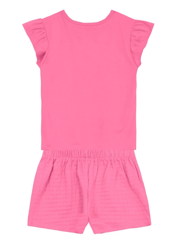 Brandili - Conjunto Infantil Menina de Flor em Puff Rosa 3