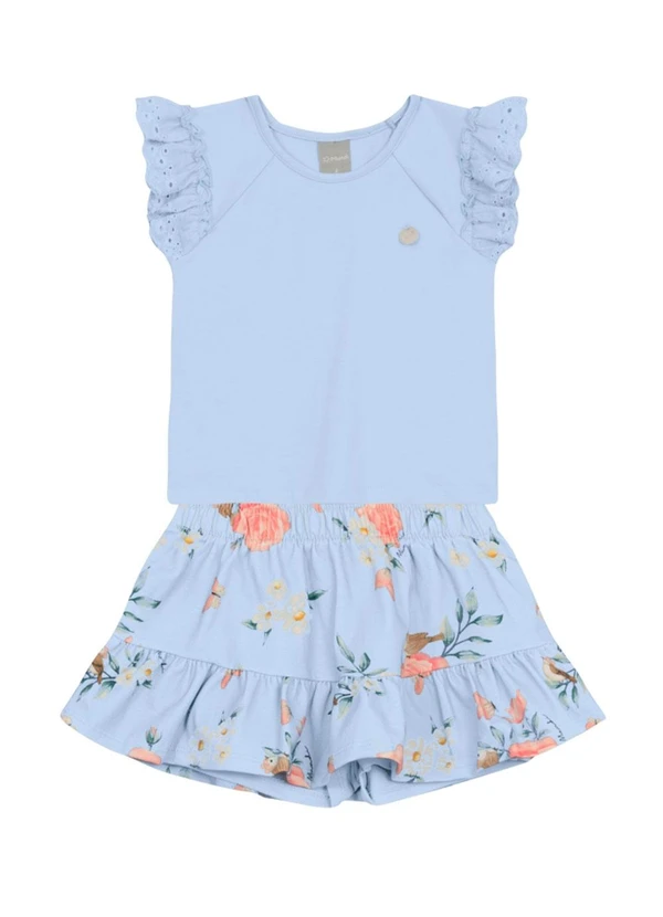Brandili Mundi - Conjunto Infantil Menina de Flores Azul