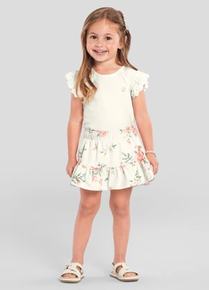 Brandili Mundi - Conjunto Infantil Menina de Flores Bege - BRANDILI MUNDI