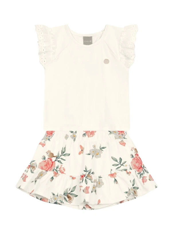 Brandili Mundi - Conjunto Infantil Menina de Flores Bege 2
