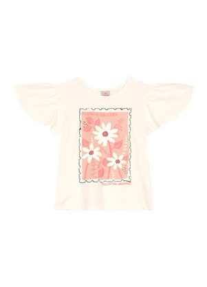 Brandili - Conjunto Infantil Menina de Flores Bege - BRANDILI
