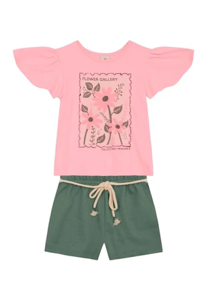 Brandili - Conjunto Infantil Menina de Flores Rosa - BRANDILI