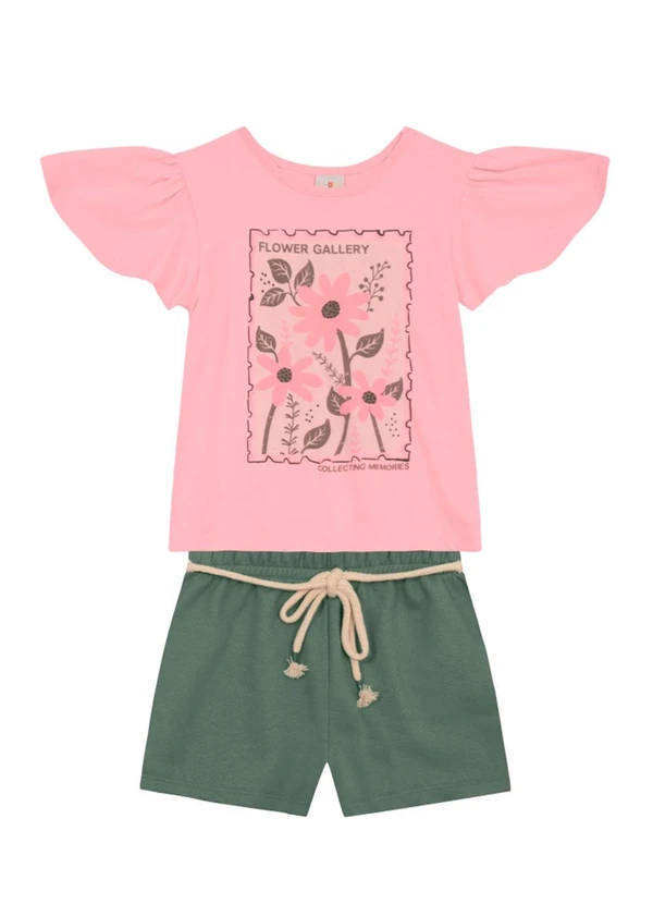 Brandili - Conjunto Infantil Menina de Flores Rosa