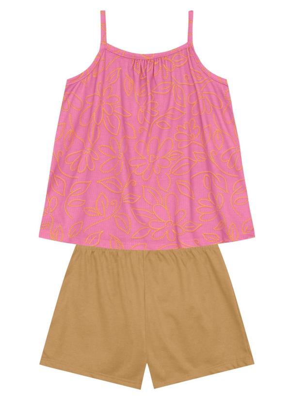 Brandili - Conjunto Infantil Menina de Flores Rosa