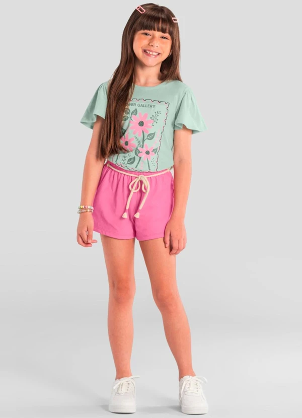 Brandili - Conjunto Infantil Menina de Flores Verde 1