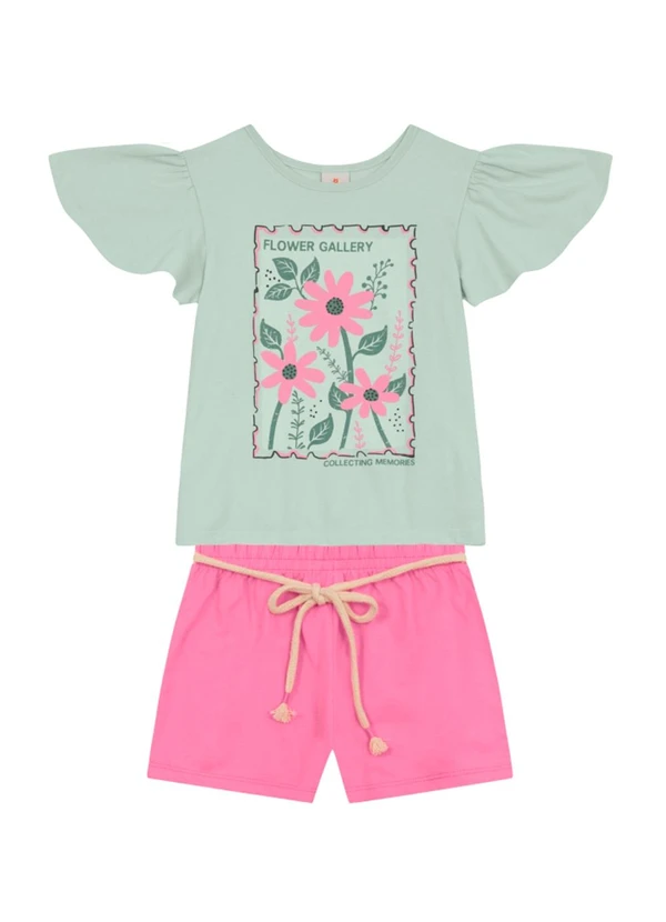 Brandili - Conjunto Infantil Menina de Flores Verde 2