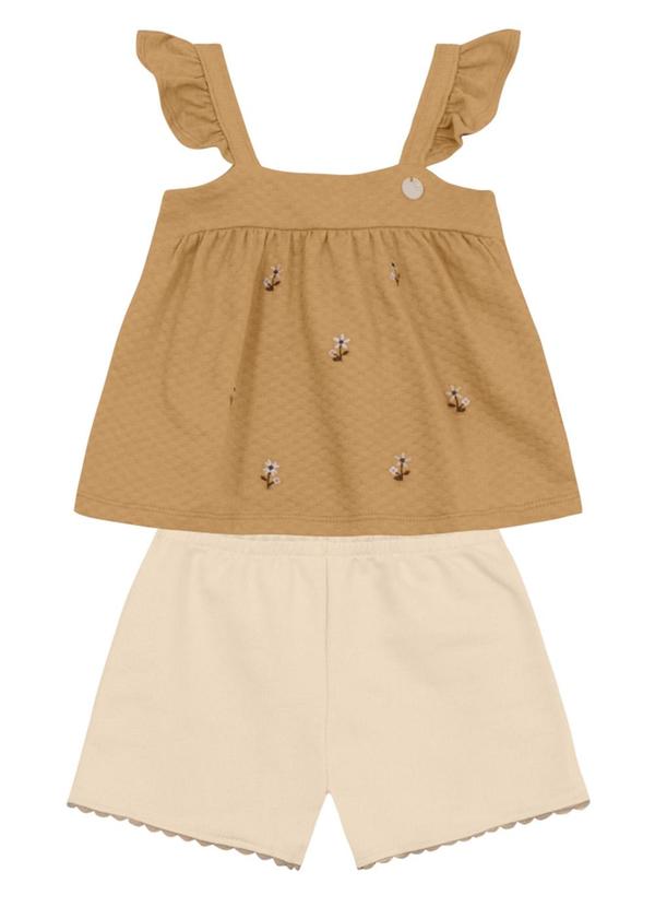 Brandili Mundi - Conjunto Infantil Menina de Florzinhas Marrom 2