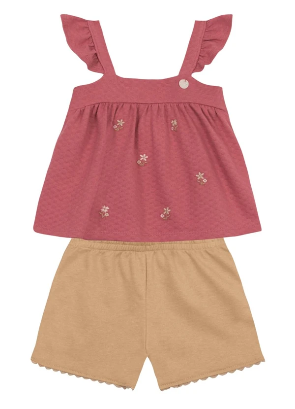 Brandili Mundi - Conjunto Infantil Menina de Florzinhas Rosa