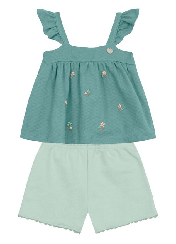 Brandili Mundi - Conjunto Infantil Menina de Florzinhas Verde