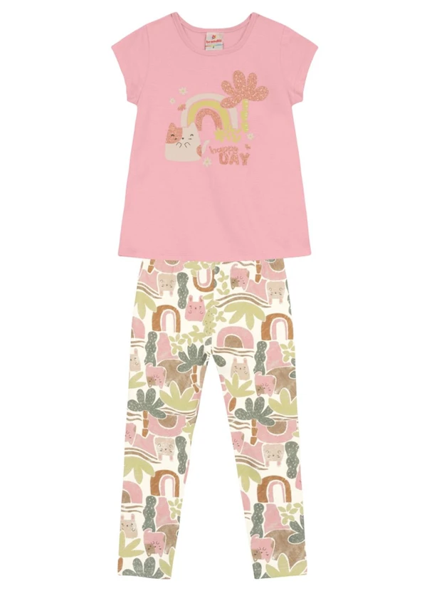 Brandili - Conjunto Infantil Menina de Gatinhos Rosa