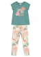 Brandili - Conjunto Infantil Menina de Gatinhos Rosa - variação: Verde
