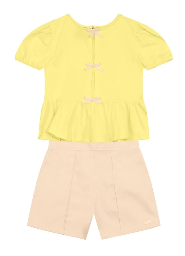 Brandili Mundi - Conjunto Infantil Menina de Lacinho Amarelo