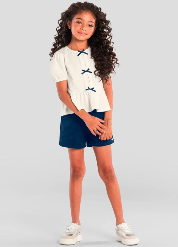 Brandili Mundi - Conjunto Infantil Menina de Lacinho Bege