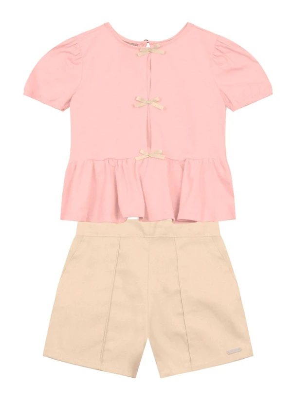 Brandili Mundi - Conjunto Infantil Menina de Lacinho Rosa