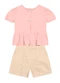 Brandili Mundi - Conjunto Infantil Menina de Lacinho Bege - variação: Rosa