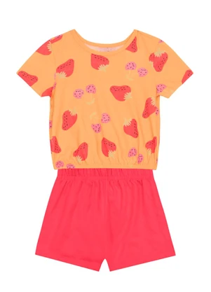 Brandili - Conjunto Infantil Menina de Morango Laranja - BRANDILI