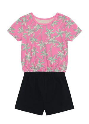 Brandili - Conjunto Infantil Menina de Morango Rosa - BRANDILI