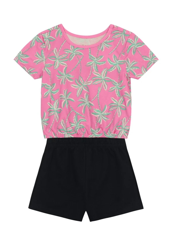 Brandili - Conjunto Infantil Menina de Morango Rosa