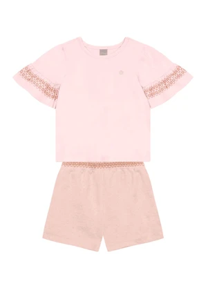 Brandili Mundi - Conjunto Infantil Menina Detalhada Rosa - BRANDILI MUNDI