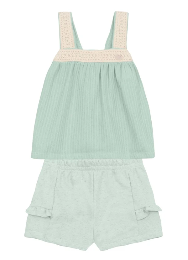 Brandili Mundi - Conjunto Infantil Menina Detalhado Verde