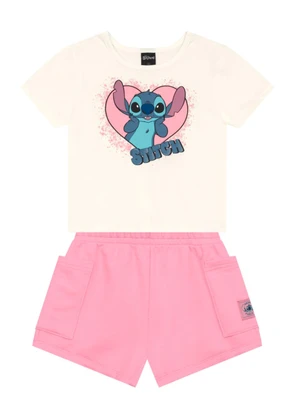 Brandili - Conjunto Infantil Menina do Stitch Bege - BRANDILI