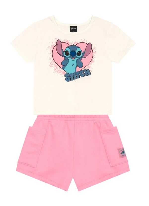 Brandili - Conjunto Infantil Menina do Stitch Bege 2
