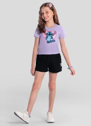 Brandili - Conjunto Infantil Menina do Stitch Roxo - BRANDILI