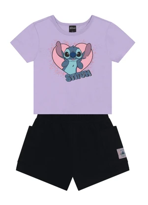 Brandili - Conjunto Infantil Menina do Stitch Roxo - BRANDILI
