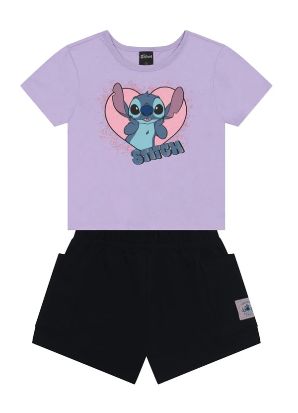 Brandili - Conjunto Infantil Menina do Stitch Roxo 2