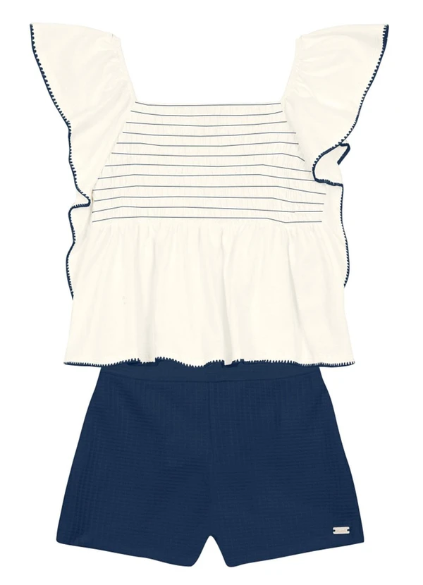 Brandili Mundi - Conjunto Infantil Menina em Babado Bege