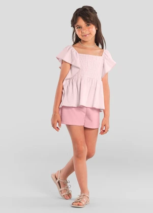 Brandili Mundi - Conjunto Infantil Menina em Babado Rosa - BRANDILI MUNDI