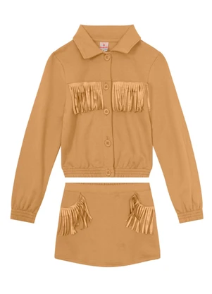 Brandili - Conjunto Infantil Menina em Moletom Marrom - BRANDILI