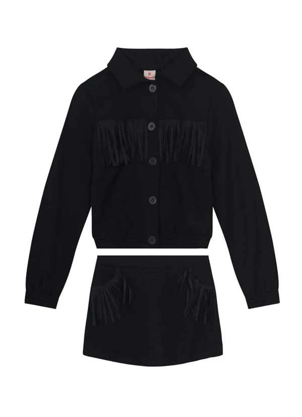Brandili - Conjunto Infantil Menina em Moletom Preto