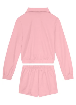 Brandili - Conjunto Infantil Menina em Moletom Rosa - BRANDILI