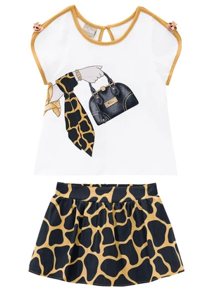 Milon - Conjunto Infantil Menina Estampa Branco - MILON