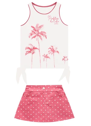 Milon - Conjunto Infantil Menina Estampa Off White - MILON