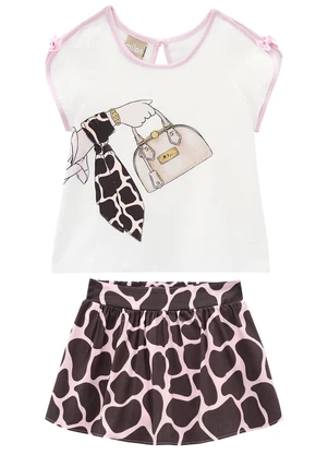 Milon - Conjunto Infantil Menina Estampa Off White - MILON