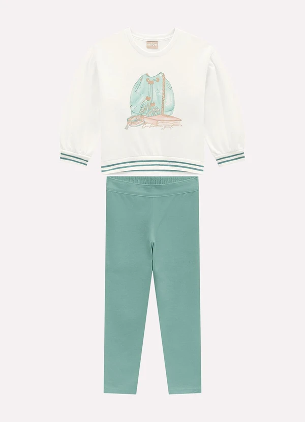 Milon - Conjunto Infantil Menina Estampa Off White