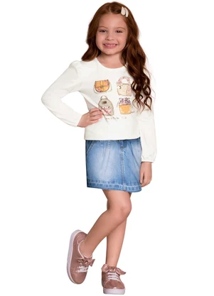 Milon - Conjunto Infantil Menina Estampa Off White - MILON