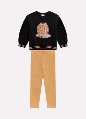 Milon - Conjunto Infantil Menina Estampa Preto - MILON