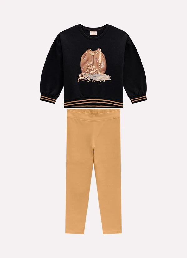 Milon - Conjunto Infantil Menina Estampa Preto