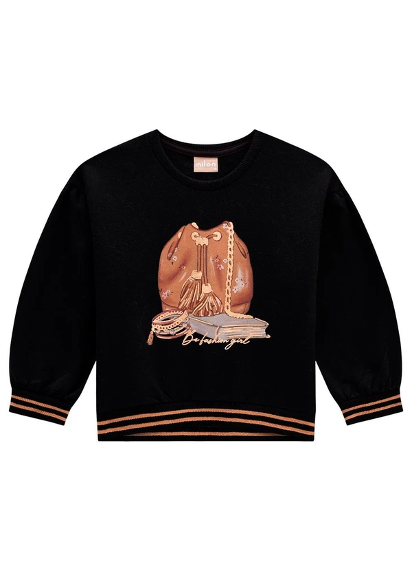 Milon - Conjunto Infantil Menina Estampa Preto 2